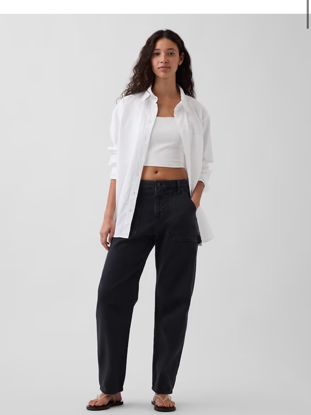 Mid Rise Barrel Utility Ankle Pants